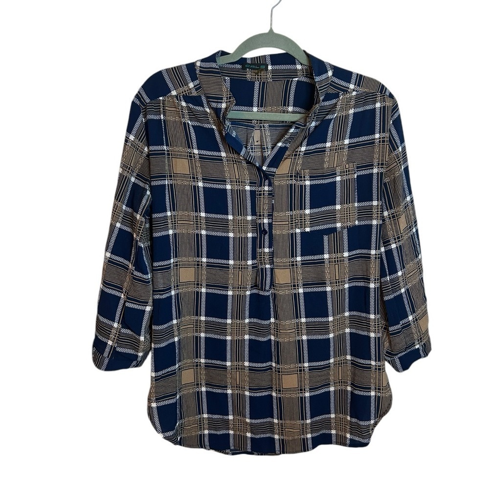 Cals Plaid Popover Blouse